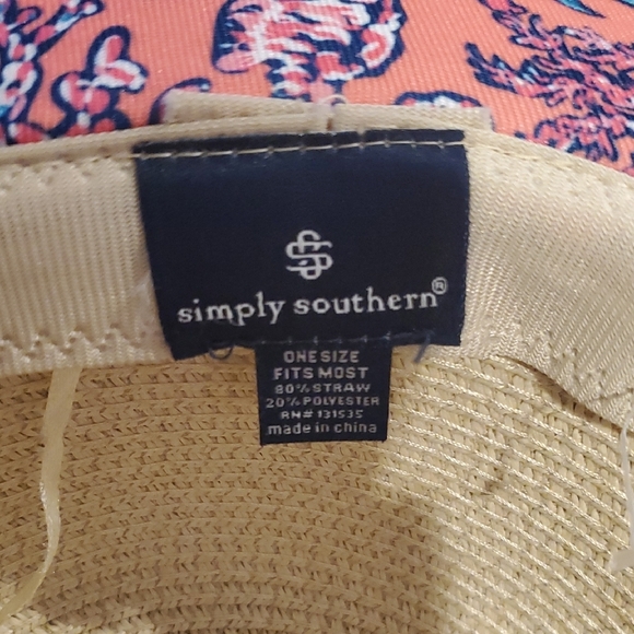 NWOT Simply Southern WKND Straw Hat with Colorful Trim - Picture 2 of 5
